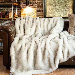 BATTILO HOME Grey Faux Fur Throw Blankets 150x200cm Luxury Decorative Fuzzy Warm Cozy Fake Fur Blanket for Bed Sofa Couch