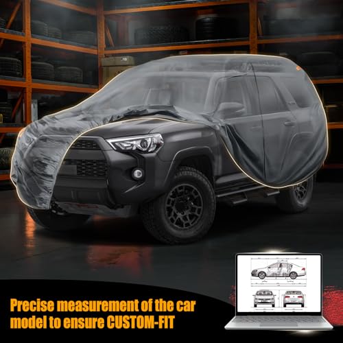 Image of Waterproof Premium Car Covers Replace for 2002-2025 Toyota 4runner, 10 Layers Heavy Duty with Cotton Liner All Weather Car Cover with Zipper Door, Windproof Bands for Snow Rain Dust Protection