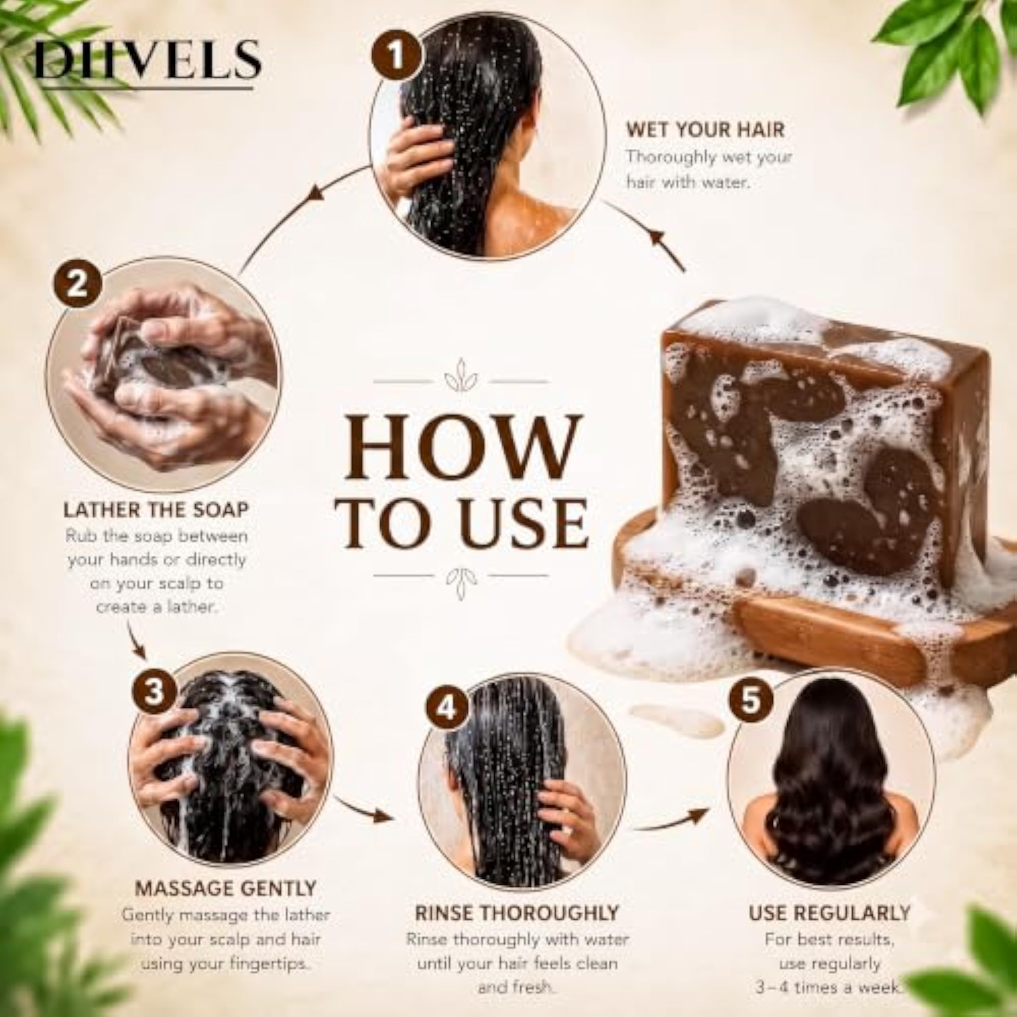 Diivels Organic Amla Reetha Shikakai Shampoo Soap Bar