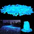 UNIME Glow in The Dark Garden Pebbles Stones Rocks for Yard and Walkways Decor, DIY Decorative Luminous Stones in Blue (200 PCS)