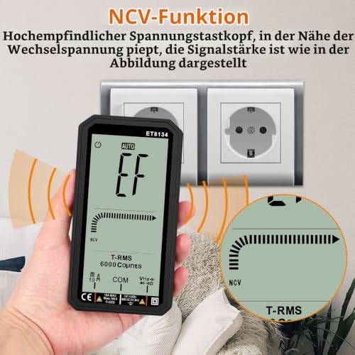 Neoteck Digital Multimeter 6000 Counts True RMS LCD Großbildschirm Multimeter Spannung Voltmeter...