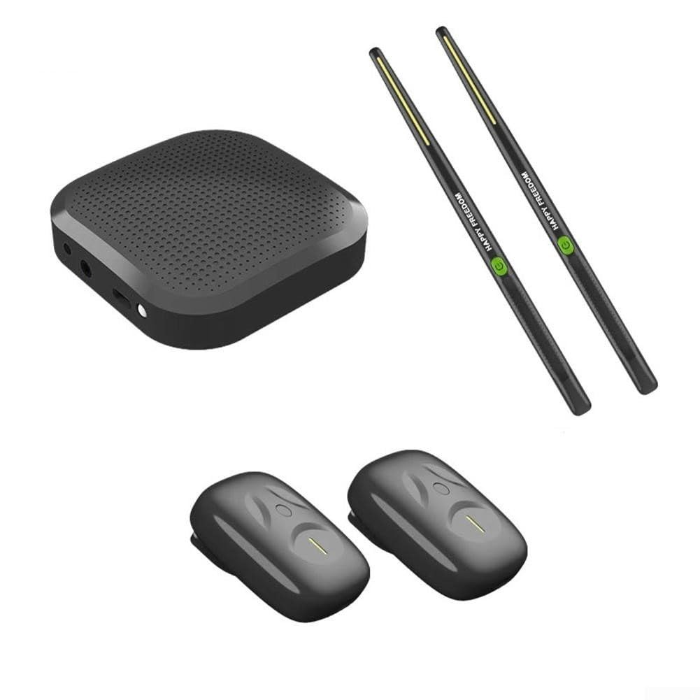Batteria elettronica portatile ad aria con rilevamento del movimento 3D, suono di realtà virtuale, struttura in ABS, include 2 bacchette, kit di pratica compatto, per casa, viaggi, ufficio (B-nero)