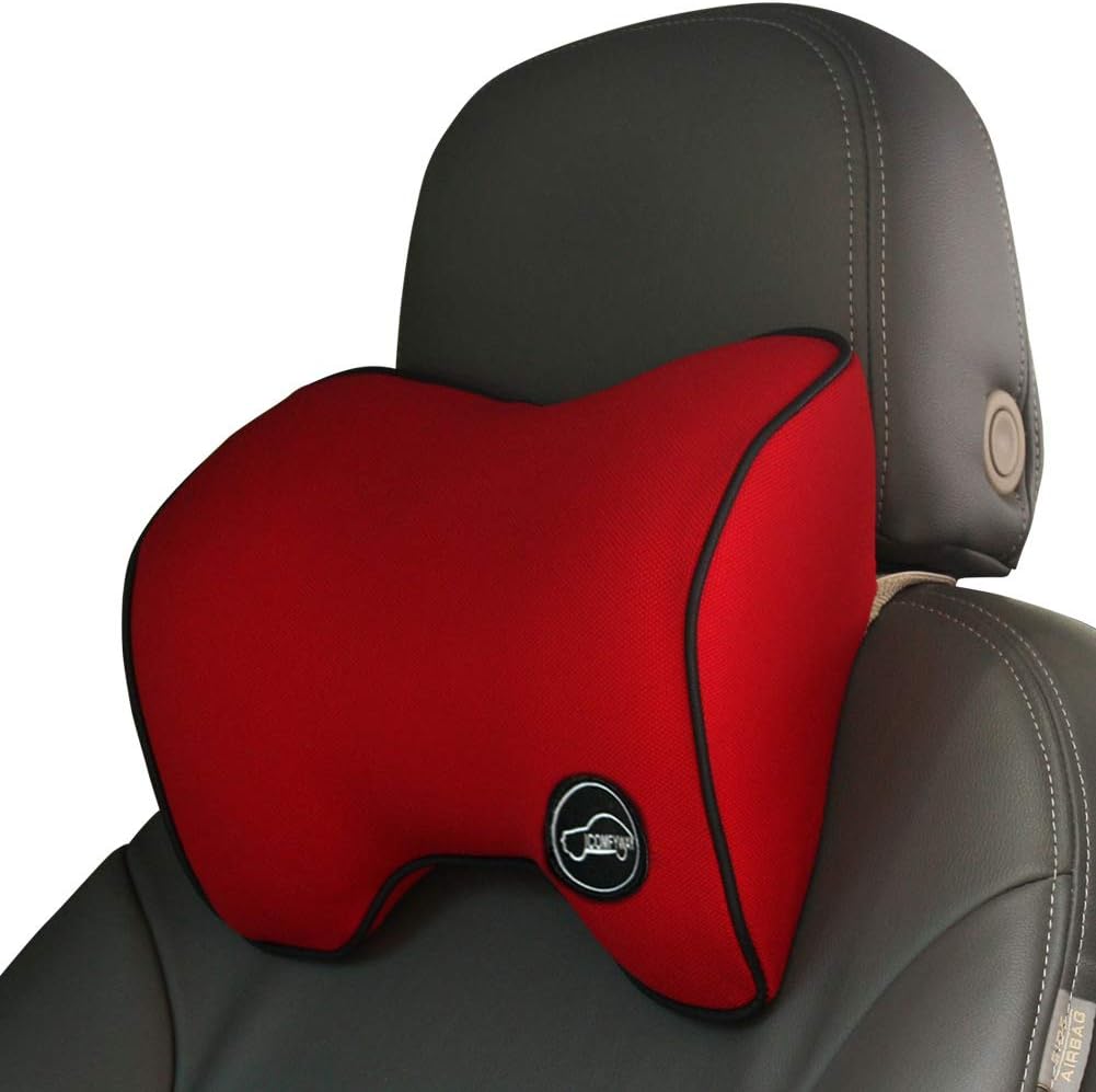 Car Neck Pillow, Car Headrest Pillow, Neck Support Pillow for Car Seat with Memory Foam for Driving (Red)