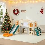 Dovsa Toddler Slide for Kids Outdoor Playset Indoor Playground Set for Age 1-3 Year Baby Toddlers Home Backyard Infant Toys (Green&Yellow, 10 in 1)