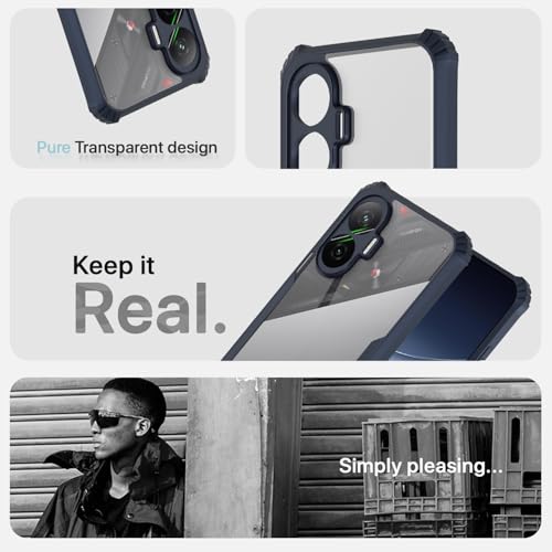 Image of Outlouders Back Cover for Poco F7 5G| Ultra Hybrid Transparent | Full Camera Protection | Raised Edge | Crystal Clear Bumper Case (Blue)