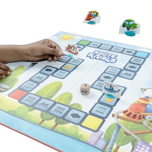 Route Rivals: Juego de mesa para 2-4 jugadores, edades 4-99, con tablero y fichas de vehículos miniatura 4