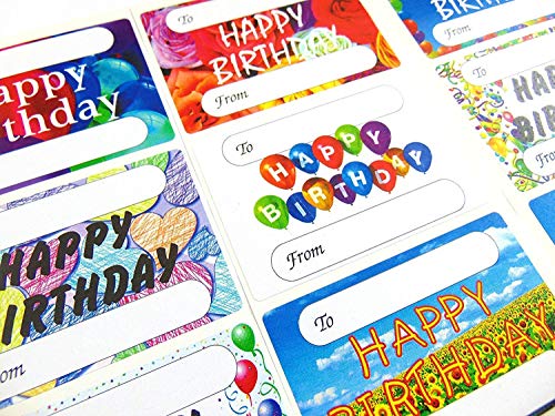 Minilabel Happy Birthday Gift And Present Tags, Self-Adhesive Labels, 9 Designs