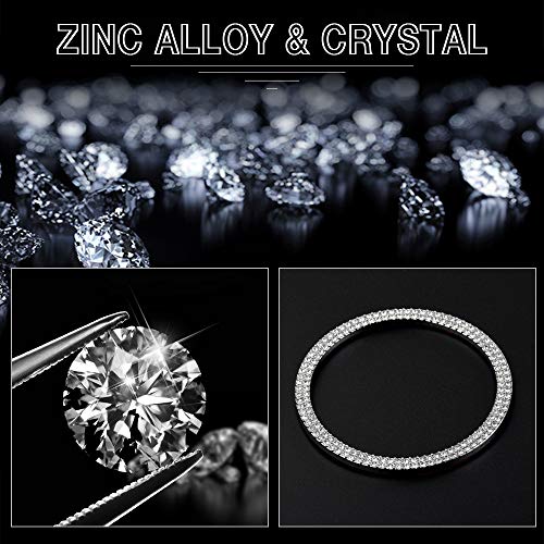 CARFIB Car Interior Bling Accessories for Jaguar XF XK-Series 2013 2014 2015 Steering Wheel Emblem Logo Ring Decals Sticker Cap Cover Parts Decoration Trim Men Women Zinc Alloy Crystal Sparkly Silver