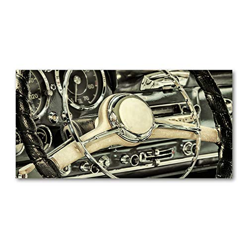 Tableau sur toile 120x60 cm noir d'un volant cabriolet pour decoration murale de salon
