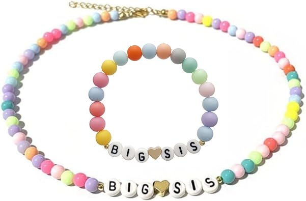 Fuqimanman2020 Big Sister Bracelet Colorful Little Sister Bracelet Letter Beads Bracelet for Sister Jewelry Gift