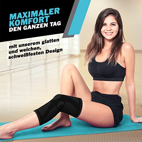 POWERLIX Kniebandage für Damen/Männer, Kompression Kniestütze für Meniskusriss, Arthritis, Linddert Kniescherzen, ACL, Laufen, Gewichtheben, Basketball, Volleyball, Sport, Schwarz, M