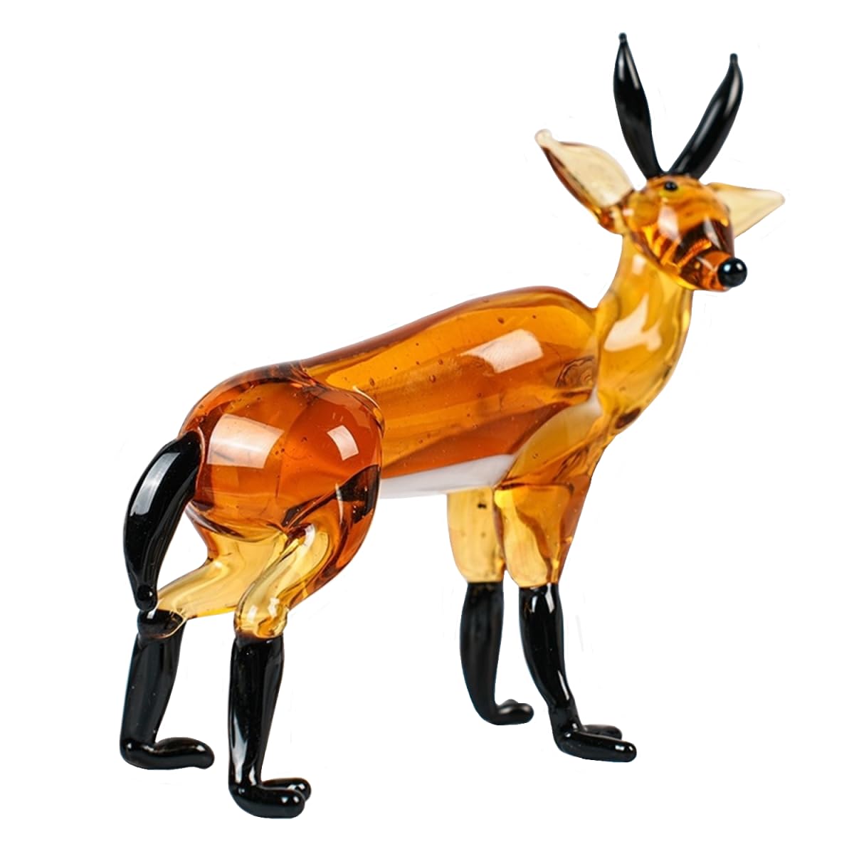 ZDHC Cute Springbok Antelope Figurine Art Hand Blown Glass Animal Sculpture Collectible Desktop Crystal Wild Life Ornaments for Centerpiece Home Office Display Decor Craft