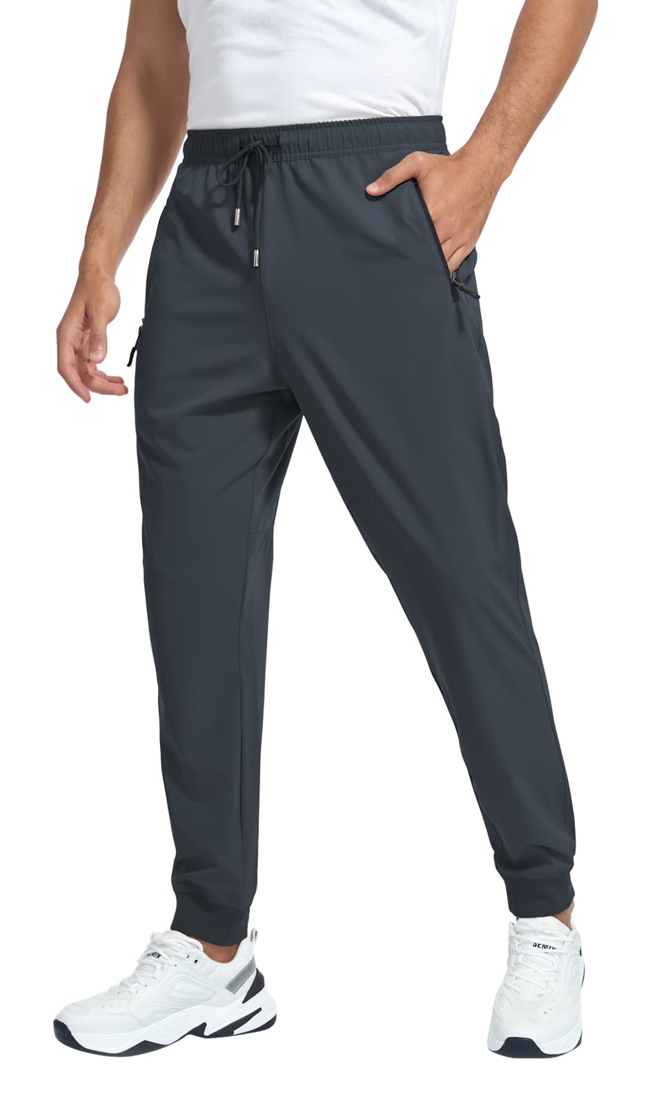 Mens Lightweight Jogger Pants Quick Dry Athletic Hiking Pants for Men with 3 Zipper Pockets