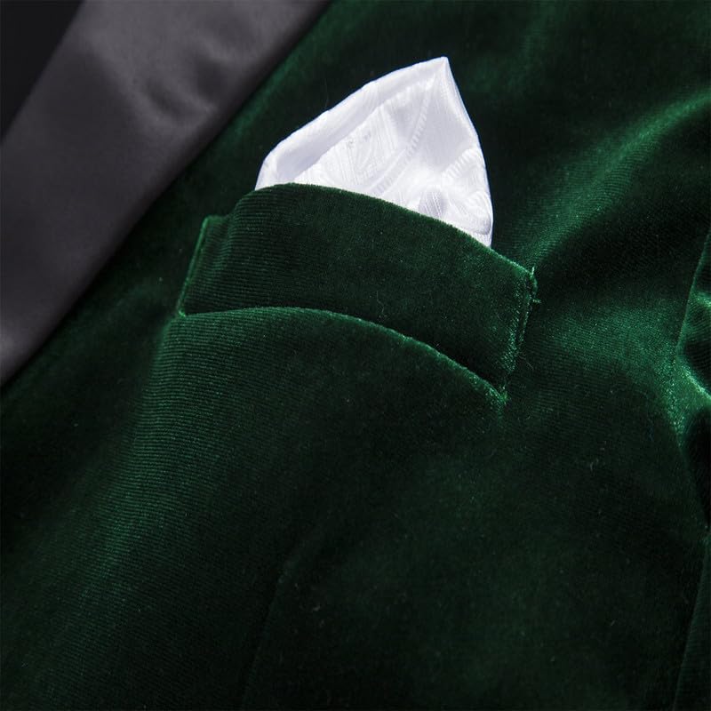 Mens Velvet Blazer Slim Fit Stylish Suit Jacket 1 Button Notched Lapel Sport Coat Tuxedo for Party Prom Dinner4