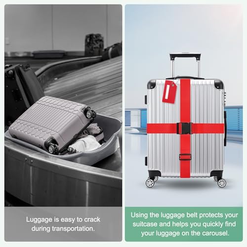 Image of M METERXITY 2-Sets Luggage Straps TSA Approved, Travel Straps for Luggage Suitcase Tags Set, Adjustable Suitcase Belt [Gray]