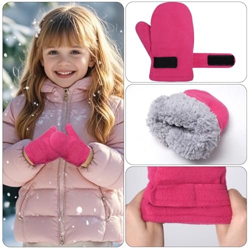 Toddler Winter Mittens Fleece Lined Gloves Unisex Easy-on Warm Gloves for Outdoor Boy Girl Kids4