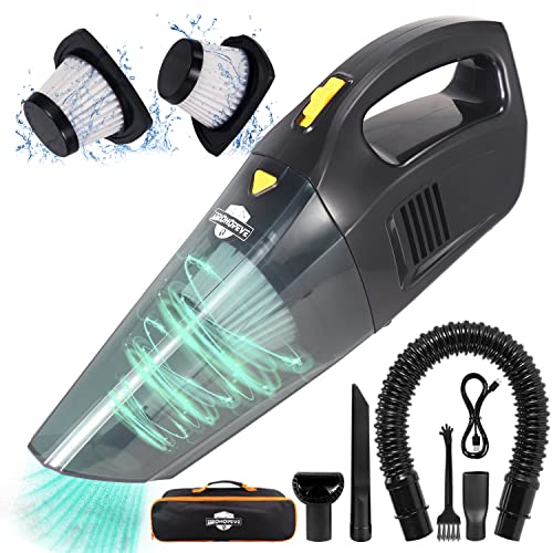 Car Vacuum Cleaner, Handheld Vacuum Cordless Cleaner with 120W High Power, Strong Suction,Mini Wet Dry Vacuum Cleaner Rechargeable, Portable Car Vacuum Cleaner for Pet Hair, Home and Car Cleaning