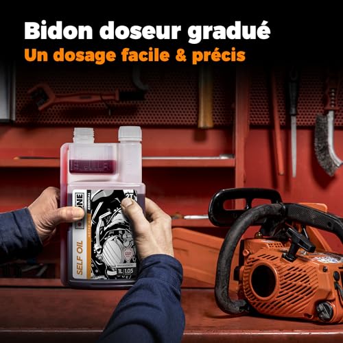 IPONE – Motoröl ZT Self Oil – 1 Liter Dosierkanister – Teilsynthetischer Schmierstoff – Für Zweitaktmotoren - Erdbeere