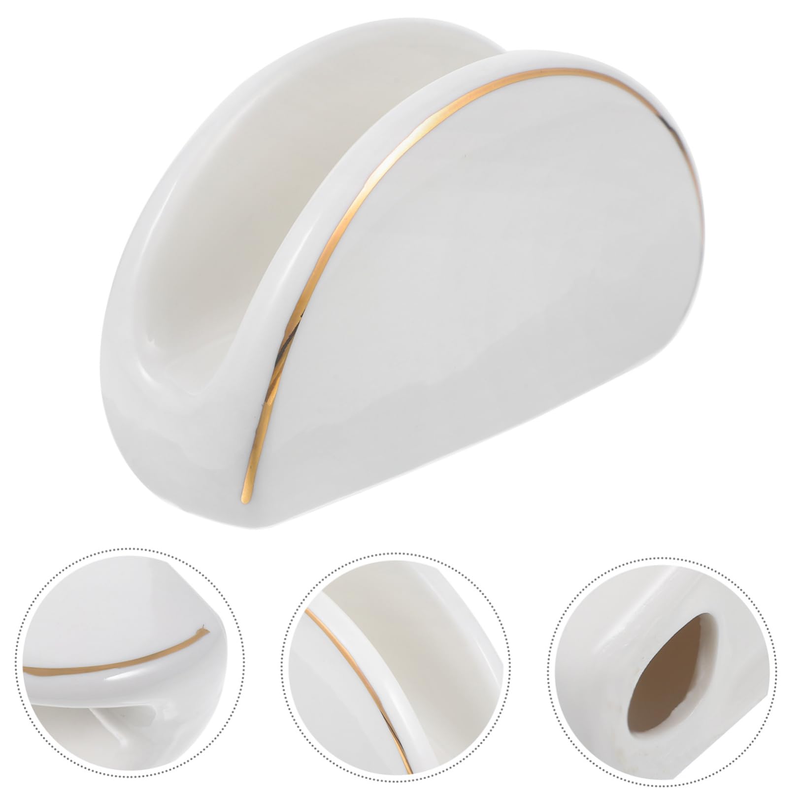 Alipis 5piezas Soporte Cerámico Para Servilletas Bordes Dorados Dispensador De Servilletas Para Decoración De Mesa Para Cocina y Comedor