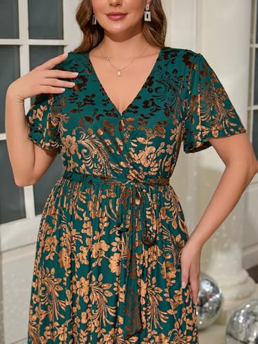 Image of BerryGo Women's Velvet V Neck Wrap Semi Formal Dress Cocktail Party Maxi Dress for Wedding Guest