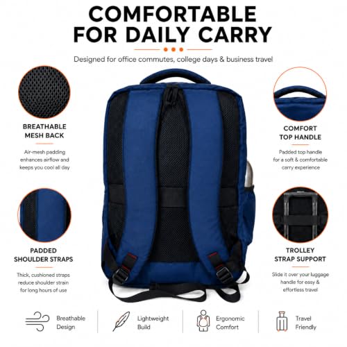 Image of CARAMBA CARRYMATE 26.5L Overnighter Laptop Backpack | Water Resistant Travel Bag with 15.6 inch Padded Laptop Sleeve, Trolley Strap & Dual Compartments for Office, Business, College Men & Women