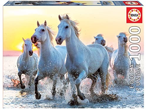 Educa - Caballos Blancos al Atardecer Puzzle, 1000 Piezas (17105)