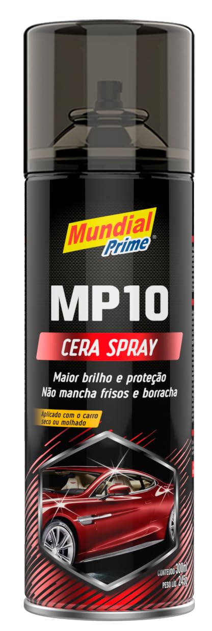 Cera Automotiva MP10 Spray 300ml Mundial Prime – Prática, Brilho Rápido e Proteção da