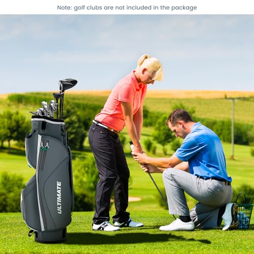 ULTIMATE 14-Way Golf Cart Bag, 3.7 LBS Lightweight Portable Golf Bag with Top Dividers, 7 Zipped Pockets Including Cooler Bag, Rain Hood, Shoulder Strap and Carrying Handles for Men Women