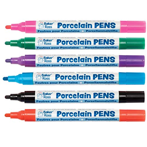 Baker Ross AT491 Porcelain Paint Markers - Pack of 6, Assorted Marker Set, Art And Craft Supplies, Pink