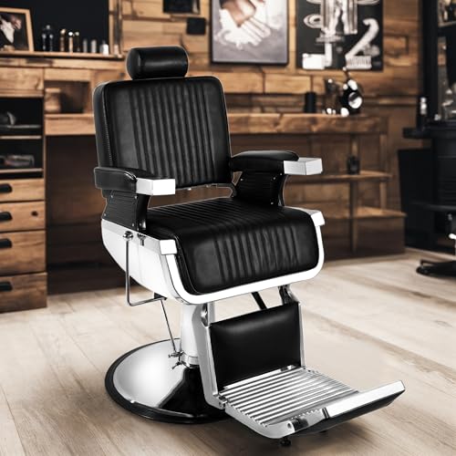 Hicomony Black Heavy Duty Barber Chair Hydraulic Salon Chair Hair Salon Chairs for Hair Stylist for Salon Chair Tattoo Chair Beauty Equipment