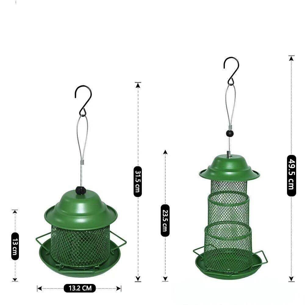 Mangiatoia automatica for uccelli retrattile in ferro battuto, mangiatoia da giardino in metallo sospesa for uccelli selvatici