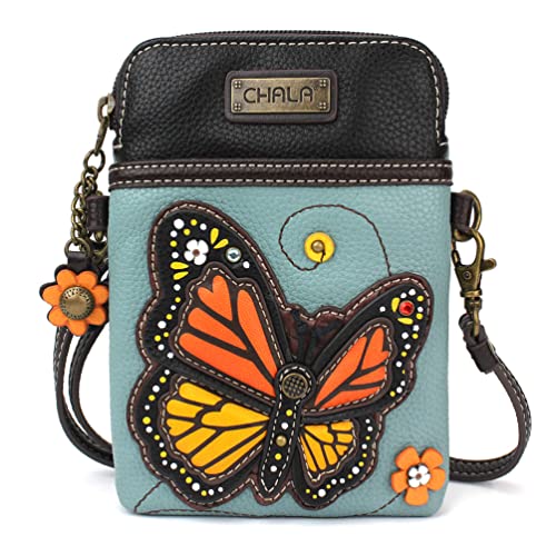 Image of CHALA Garden Animal Collection Cell Phone Crossbody Purse-Women PU Leather /Canvas Multicolor Handbag with Adjustable Strap