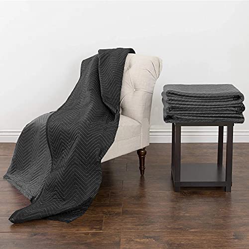 Journeyo Padded Packing & Moving Blankets 6 Pack Heavy Duty Professional 80 X 72 Inch Furniture Shipping Pads For Moving And Storage-Black(6 Heavy Duty Blankets 65Lbs / Dozen) #TOP4