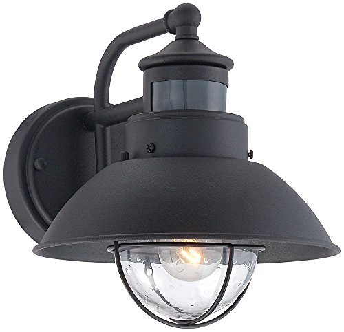 John Timberland Oberlin Rustic Industrial Farmhouse Outdoor Barn Light Fixture Black Dusk to Dawn Motion Sensor 9