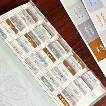 [Reposition Technology] Thinkor bible tabs are made of latest materials. If you accidentally attached one to the wrong page, you are able to carefully remove it without damage to the page and reattach it to the correct page. [Easier to Apply & Alignm...