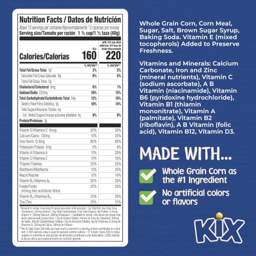 Image of Kix Whole Grain Breakfast Cereal, Corn Cereal Puffs, Family Size, 18 oz