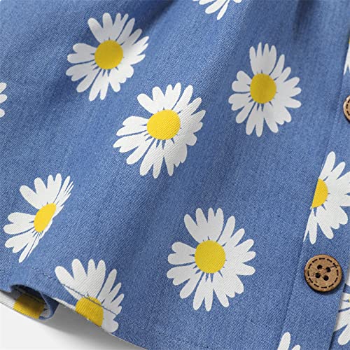 Baby Girl Sundress Infant Daisy Floral Strap Dress Little Baby Girl Tutu Dress A Line Dress Blue 3-6 Months #TOP4