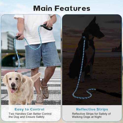 Dog Leash 6 FT with Comfortable Padded Handle, Training Loop Leash with Highly Reflective Threading for Medium Dogs, Blue - Image 5