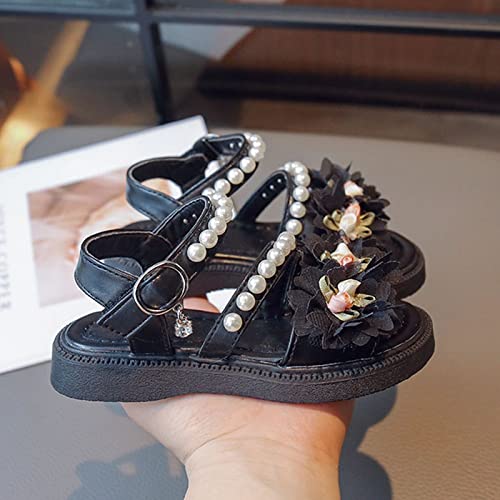 Children's Sandals Summer Children's Pearl Flower Princess Shoes Little Girls' Middle And Big Kids Slip on Girls4