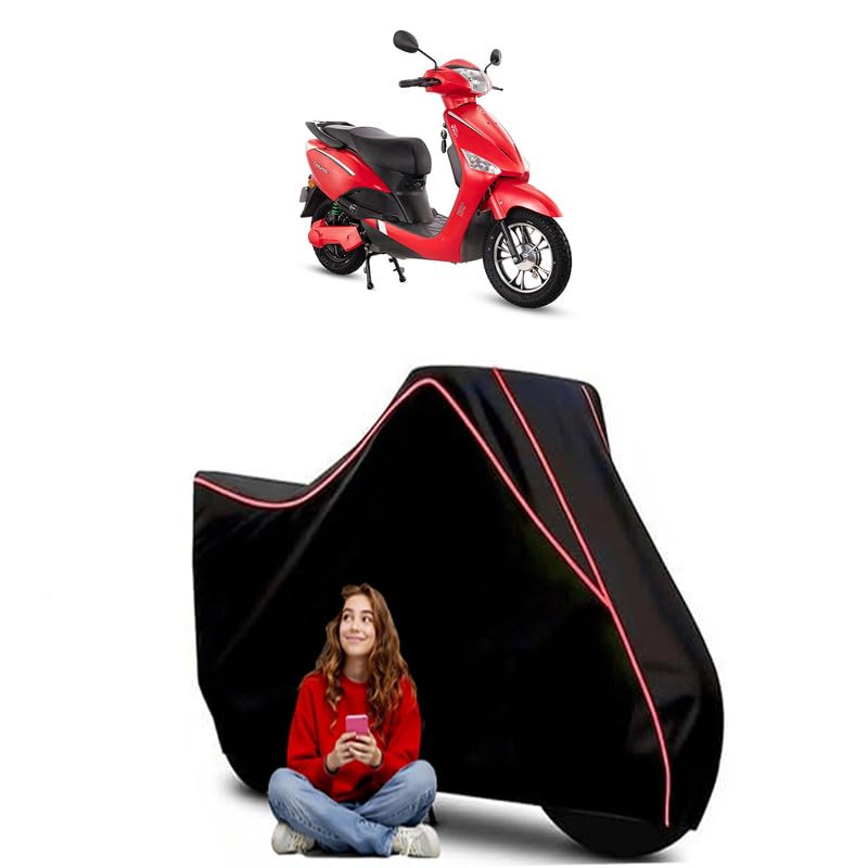 Image of Optima HS500 ER Electric Scooty Bike Cover Water Resistant Outdoor Use Universal Fit Scooters Motorcycles Heavy Duty UV Protection Dust Rain Scratch Resistant Elastic Bottom Black Blue Piping