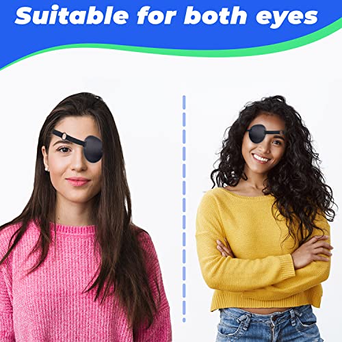 2 Pieces Medical Eye Patches, Black Adjustable Medical Eye Patches, Lazy Eye Patches For Left & Right Eyes, Super Soft Neoprene, Extremely Comfortable, One Size Fits Most For Adults And Kids #TOP3
