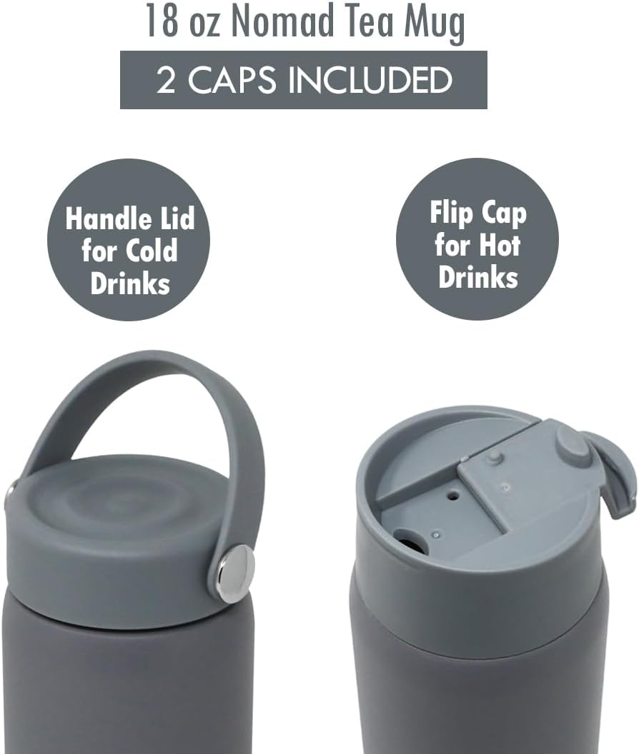 MIRA 18 oz Tea Infuser Thermo - Stainless Steel Travel Bottle with Removable Strainer for Loose Leaf Tea - Insulated Hot & Cold Brew Steeper - Smoke Gray - Image 2