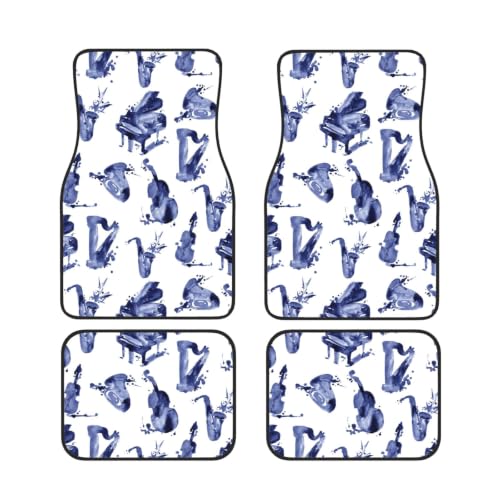 Alfombrillas de coche de neopreno antideslizantes con diseño musical de blues jazz juego de 4