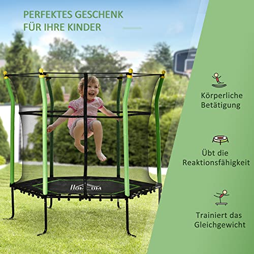 HOMCOM 5,3FT Trampolin für Kinder Gartentrampolin mit Sicherheitsnetz Randabdeckung Gummiseil gepolstert Fitness… – Bild 5