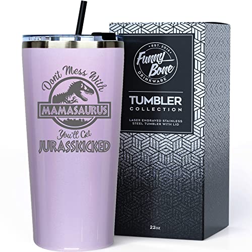 Mom Birthday Gifts - Gifts For Mom From Daughter, Son, Kids - Unique Engraved Mamasaurus Tumbler Coffee Mug - Gift Ideas For Mother's Day, Bday, Or Christmas Gifts For Moms - 22Oz Travel Cup #TOP16