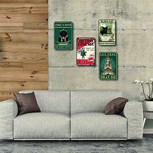 CREATCABIN Blechschilder Retro Kino Vintage Metall Wanddekor Dekoration Kunstwand Hängen Eisen Malerei Für Hausgarten Küche Wohnzimmer Büro Garage Poster Plaque 12 x 8inch