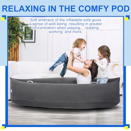 Namalu Extra Large 80/60inch Comfy Peapod Sensory Chair for Kids Inflatable Peapod Canoe Boat Autism Sensory Toys for Kids Children with Autism, Includes Electric Air Pump(Gray,80 Inch) - Thumbnail 4