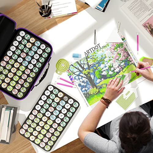Artdot Diamond Painting Storage Boxes, 120 Slots Bead Storage With 5D Diamond Art Accessories And Tools Kit #TOP5