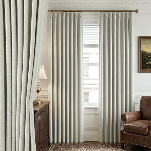 Linen Pinch Pleat Blackout Curtains, 102 Inch
