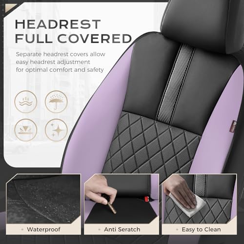 Image of Coverado Car Seat Covers Front Pair, Automotive Leather Seat Covers for Car,Universal Fit Front Back Seat Cover, Non-Slip Waterproof Breathable Car Seat Protector